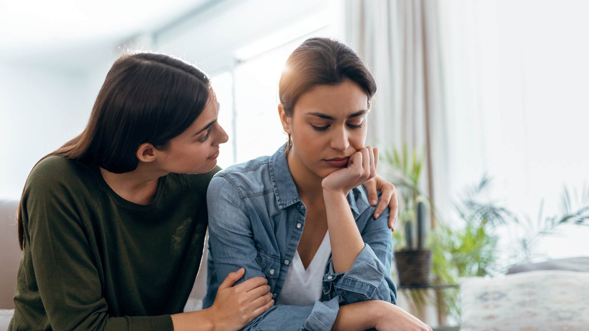 things adults with actual morals are tired of at this stage of their lives toxic people who never take accountability woman comforting friend as friend is toxic and never takes accountability