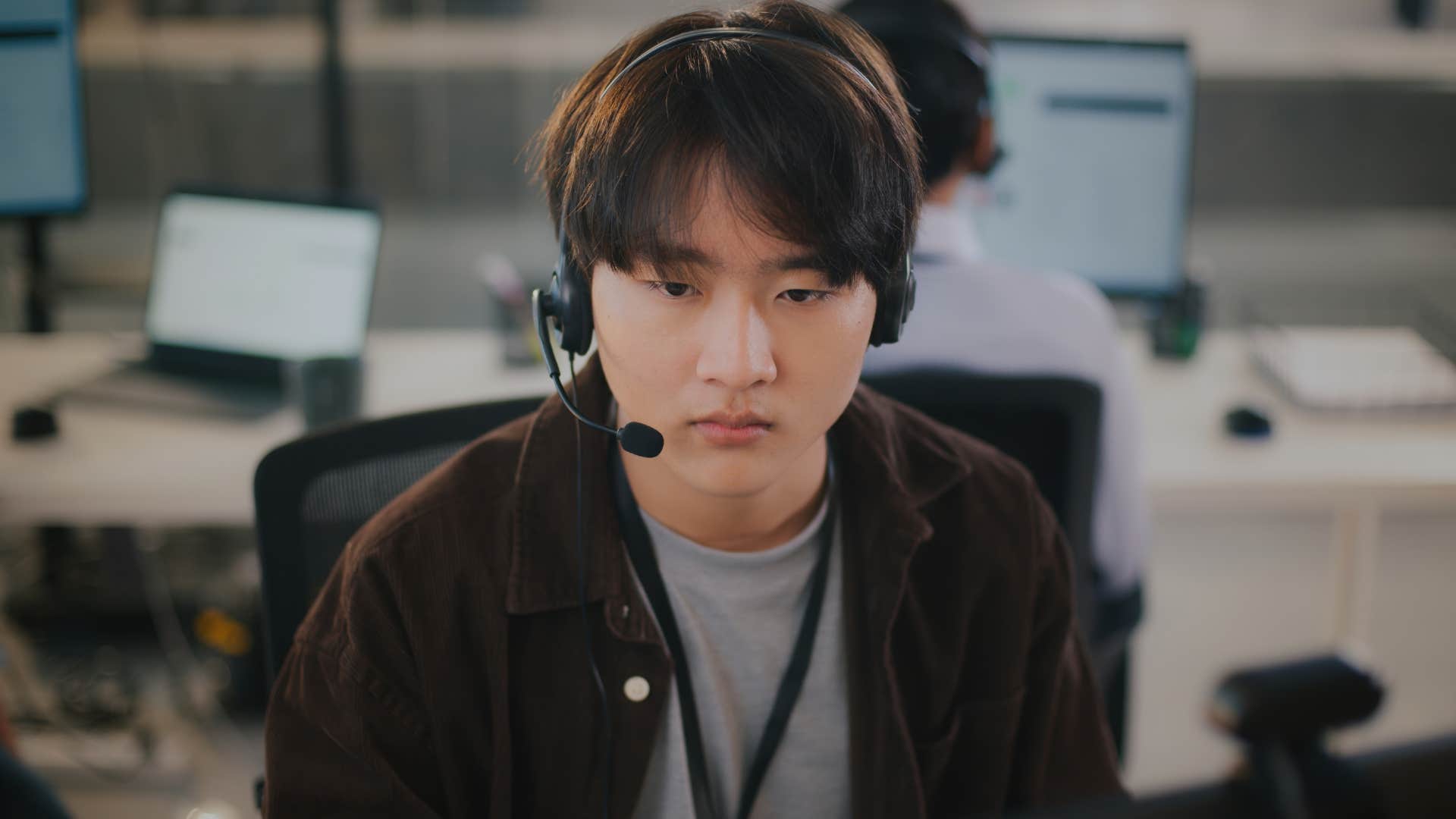 Man who's feeling guilty for taking breaks at work.