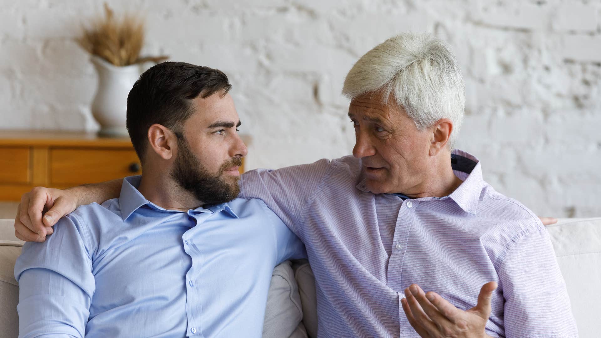 dad talking to adult son