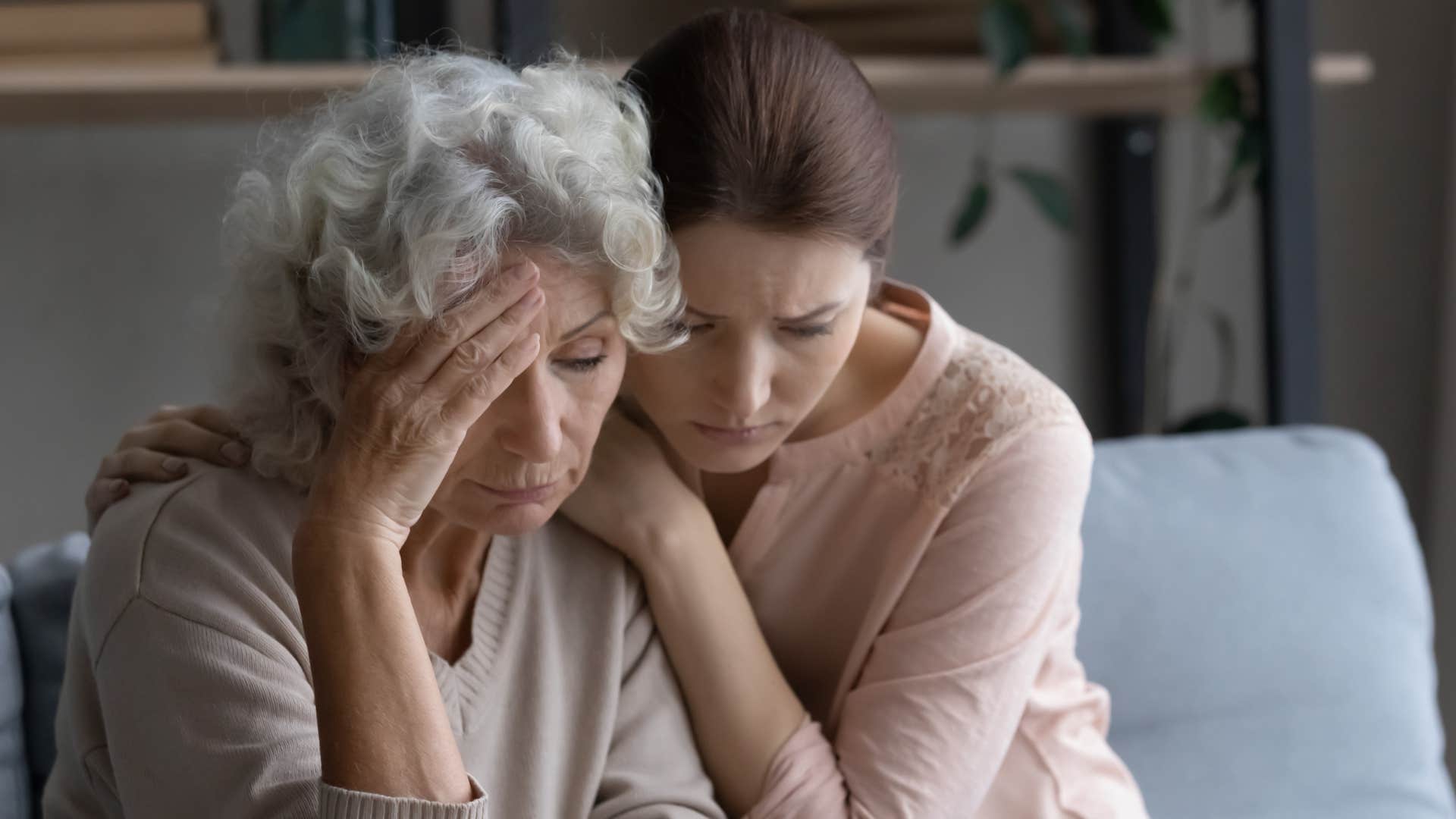 woman comforting her mom
