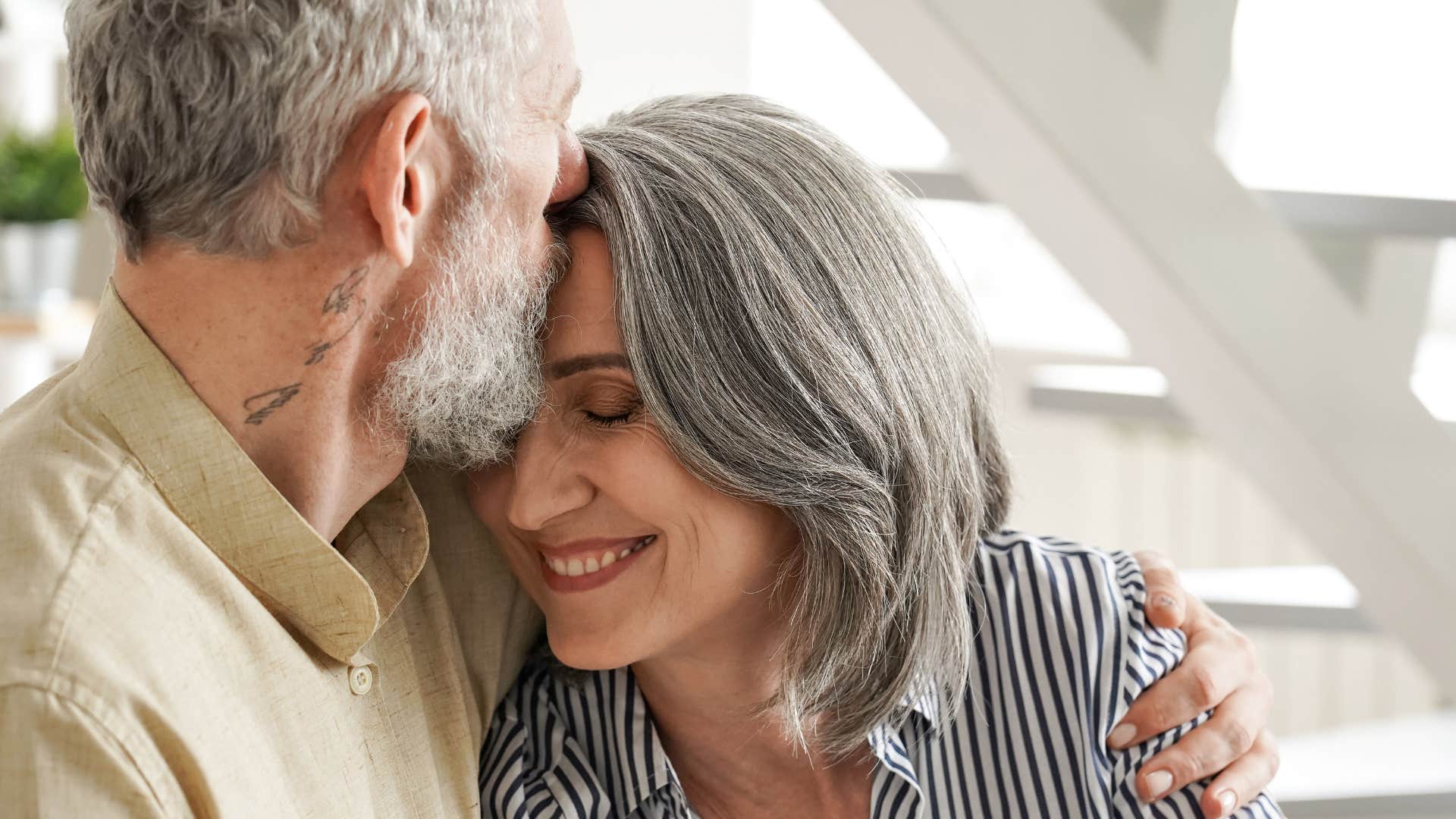 Healthy couple are affectionate