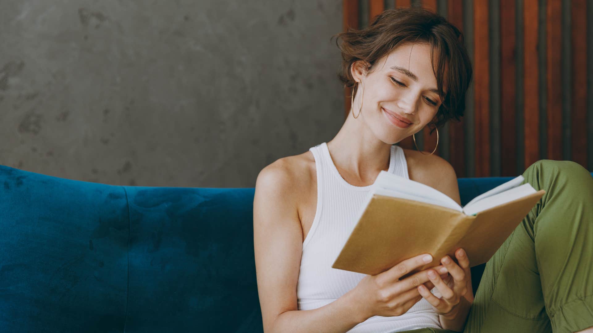 woman reading book