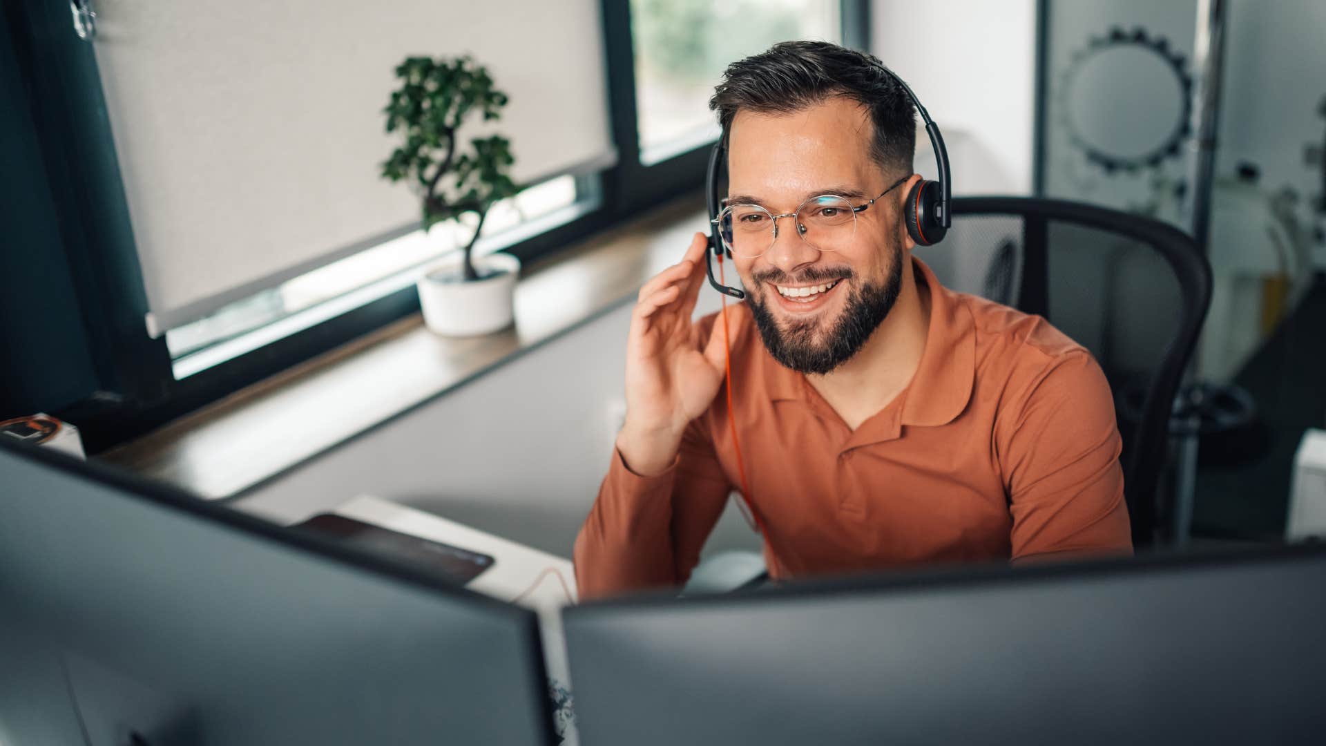 Man working from home on his laptop.