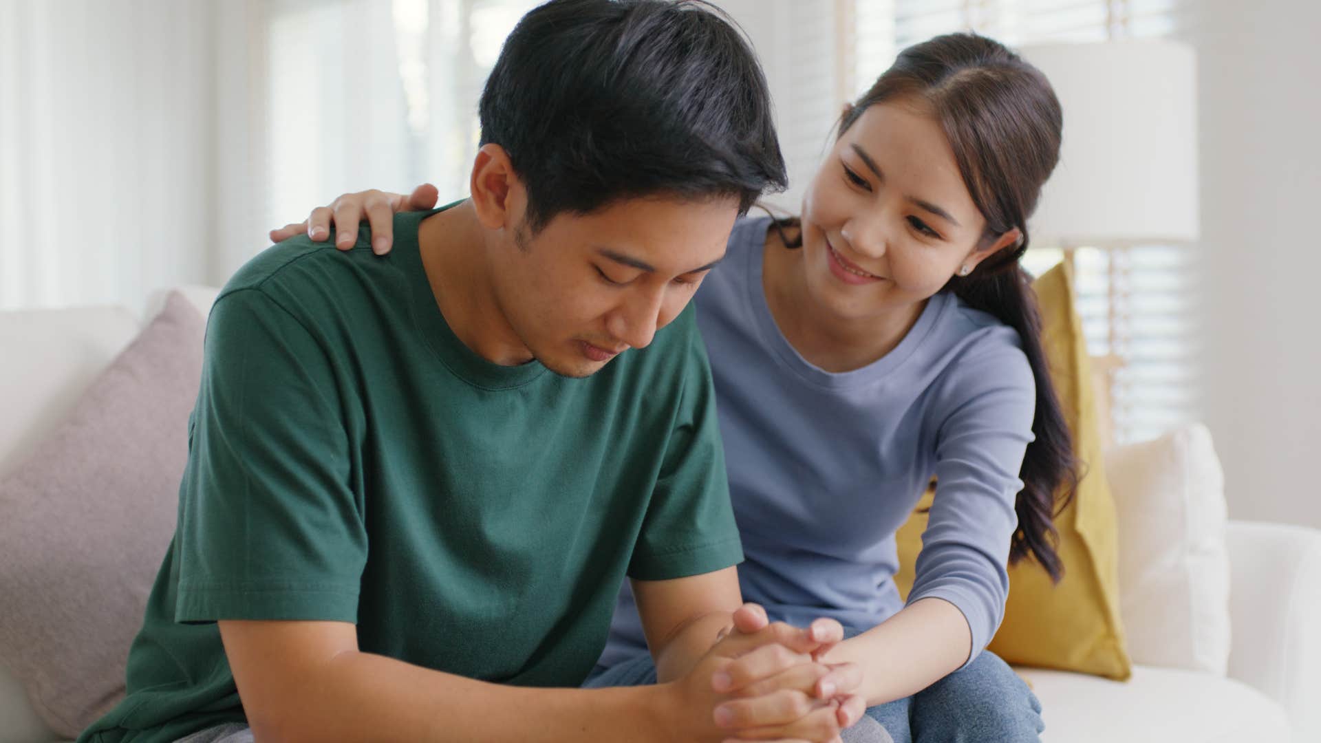 hard honesty things wives should always expect from their husbands no matter what woman comforting her husband with hard honesty