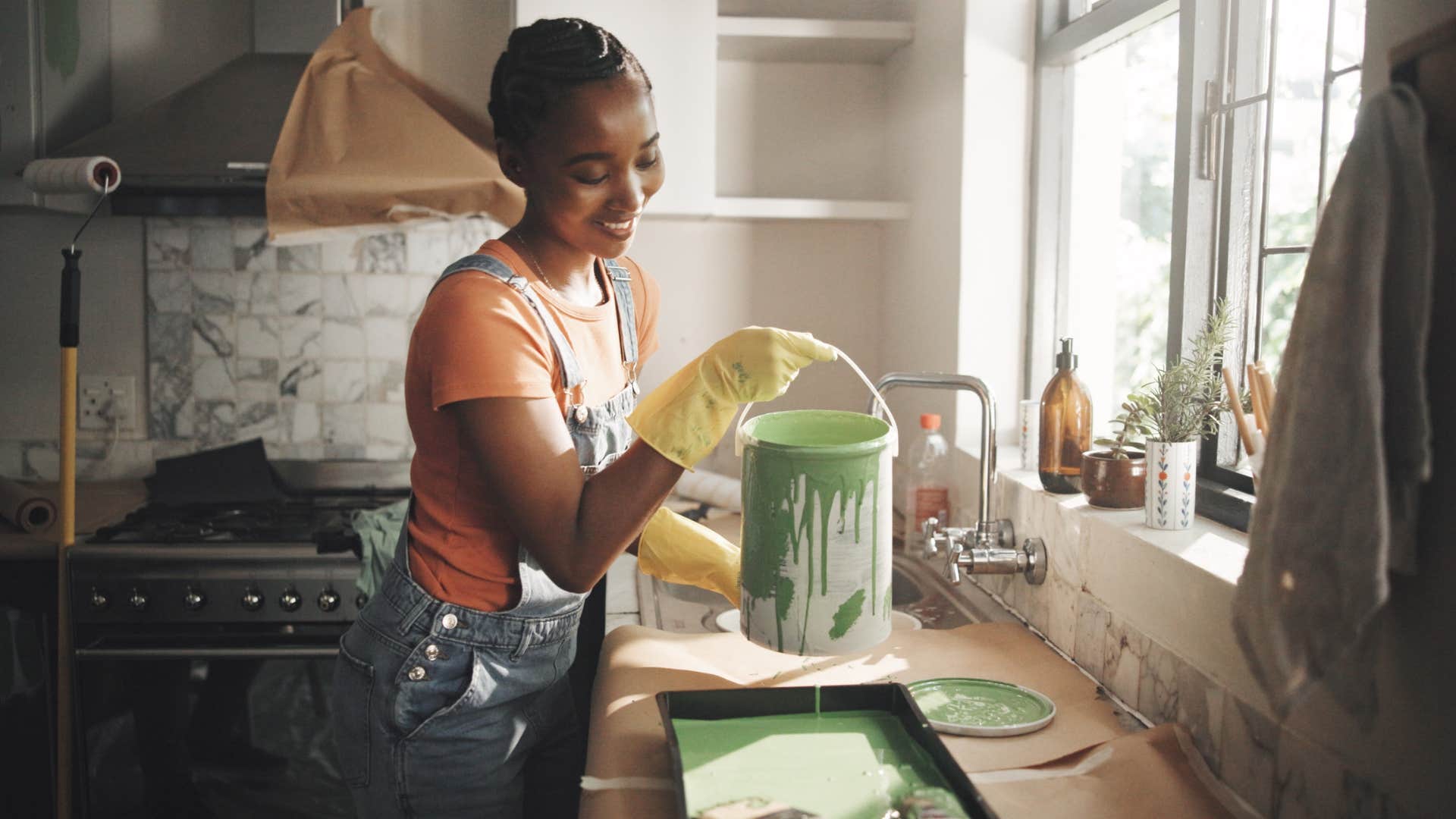 woman getting ready to paint by herself