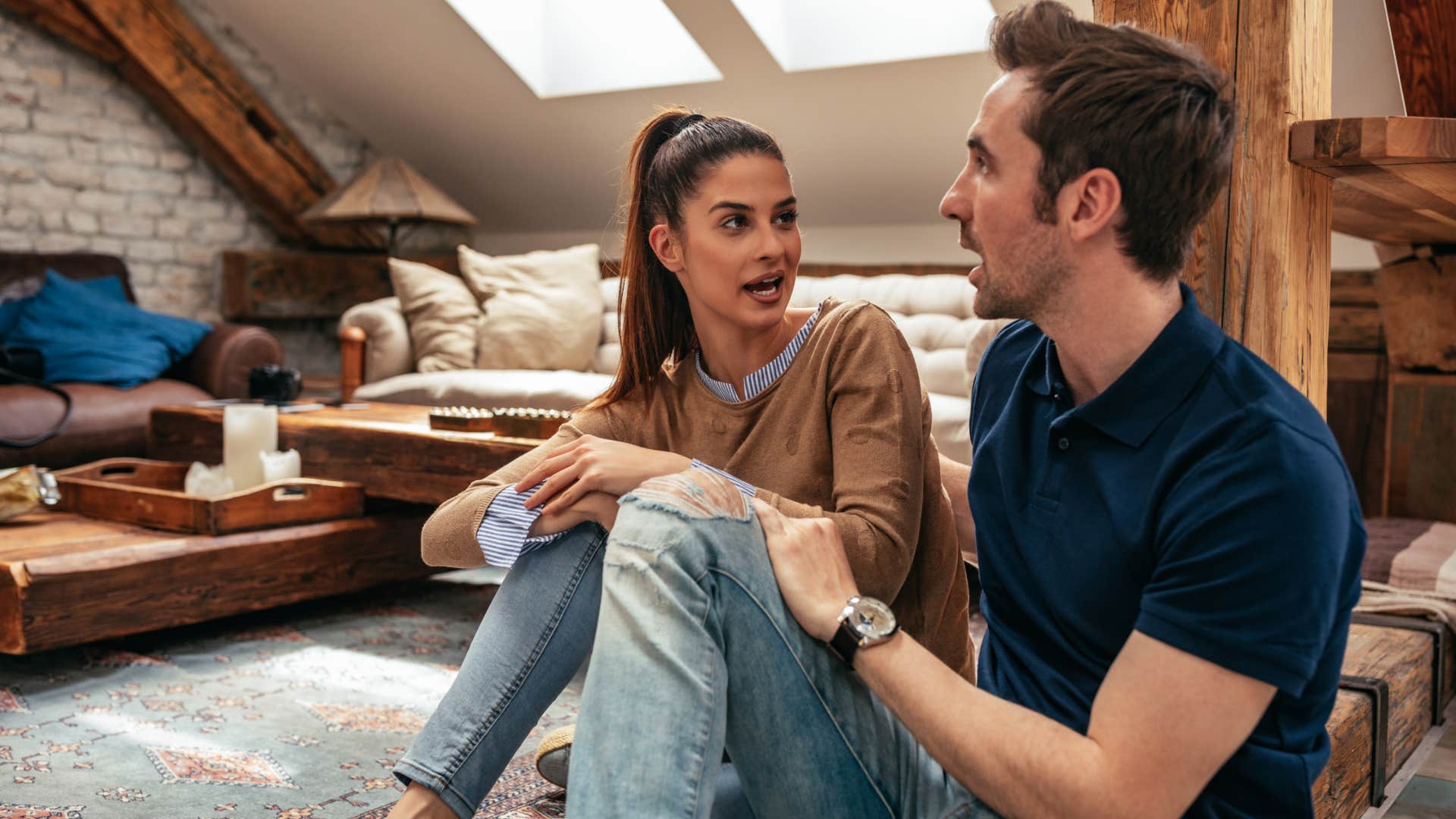 woman trying to focus conversation with partner