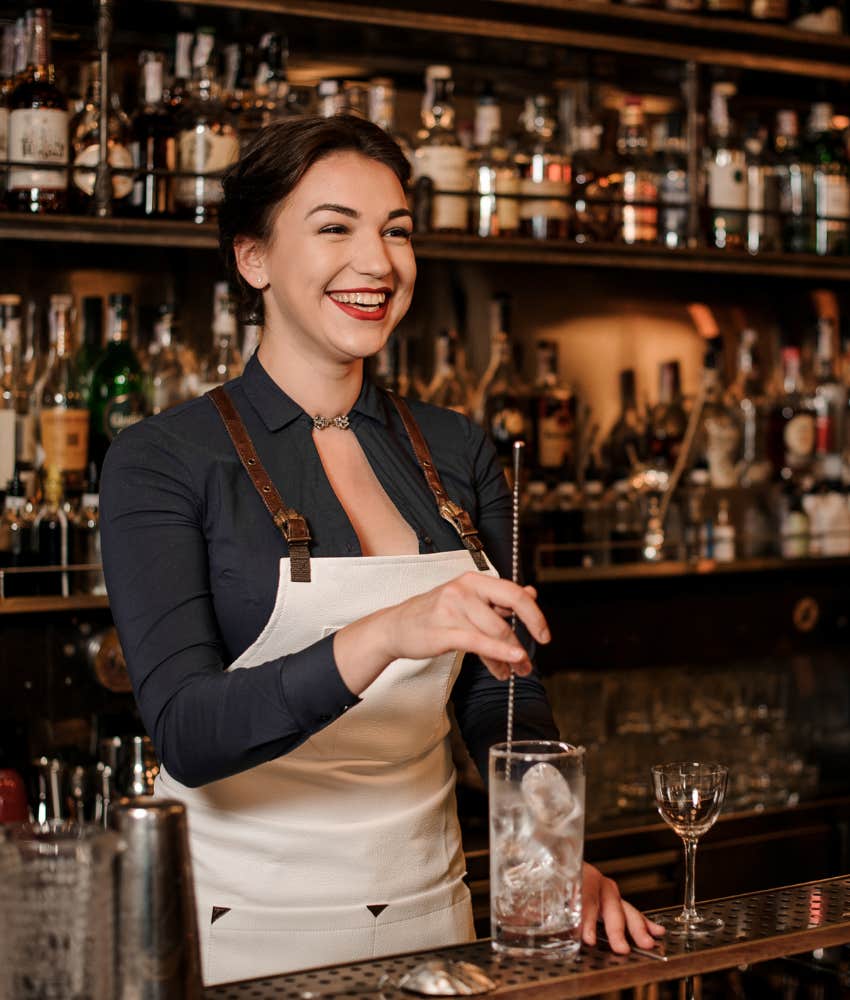 Bartender hangs out