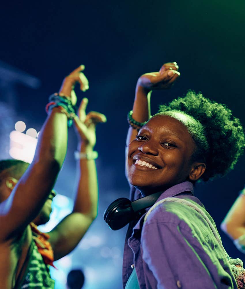 Person hangs out at music festival