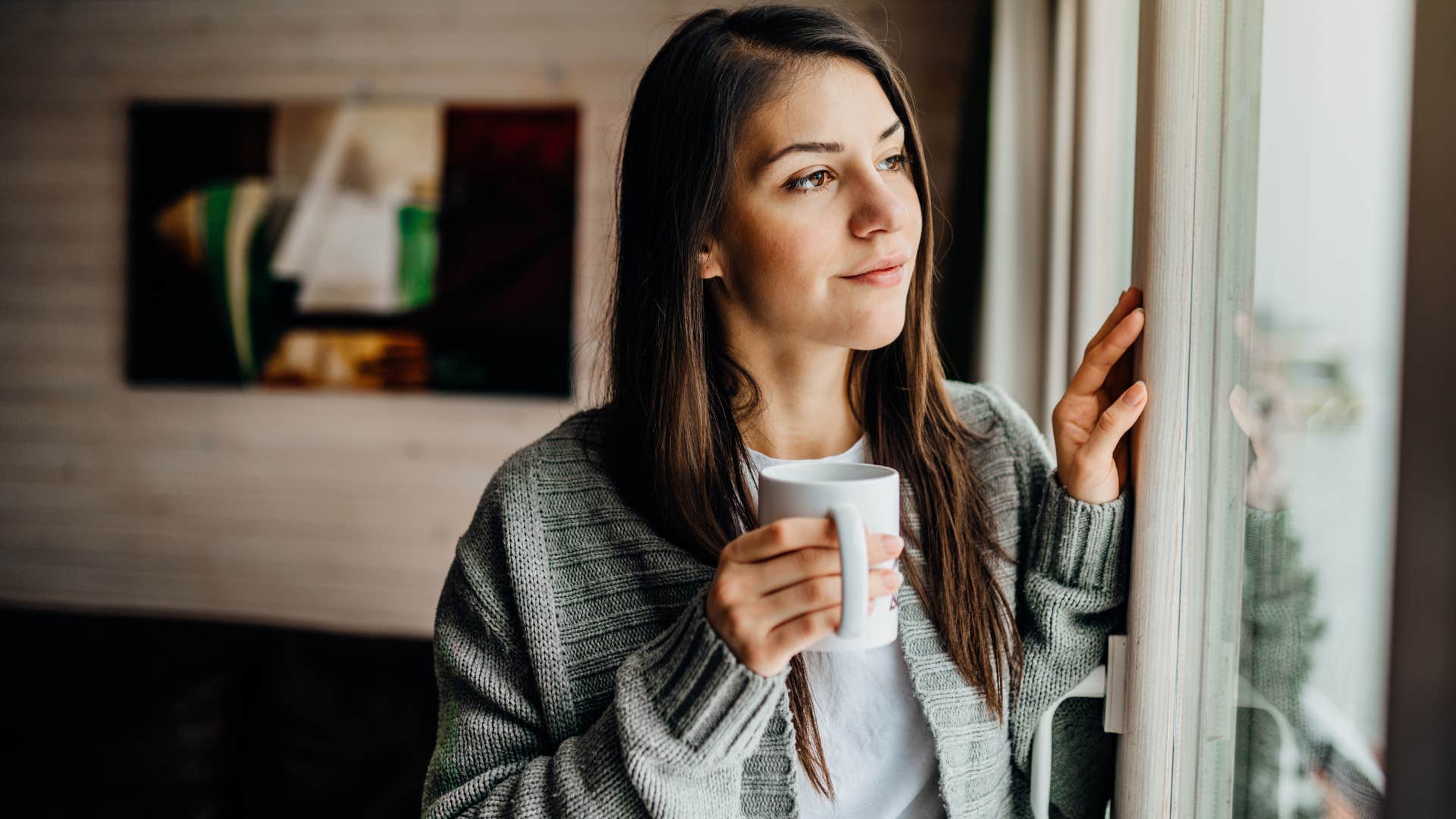 Woman who creates spaces just for thinking at home.