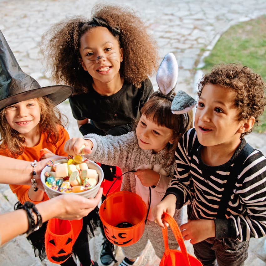 kids with halloween candy as it's a test for their future success
