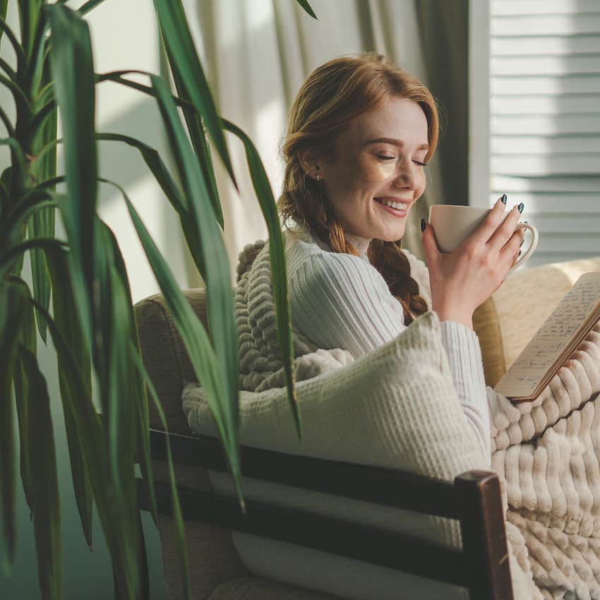 woman who is furious after breakup as doing loving acts of kindness for herself brings her back to peace