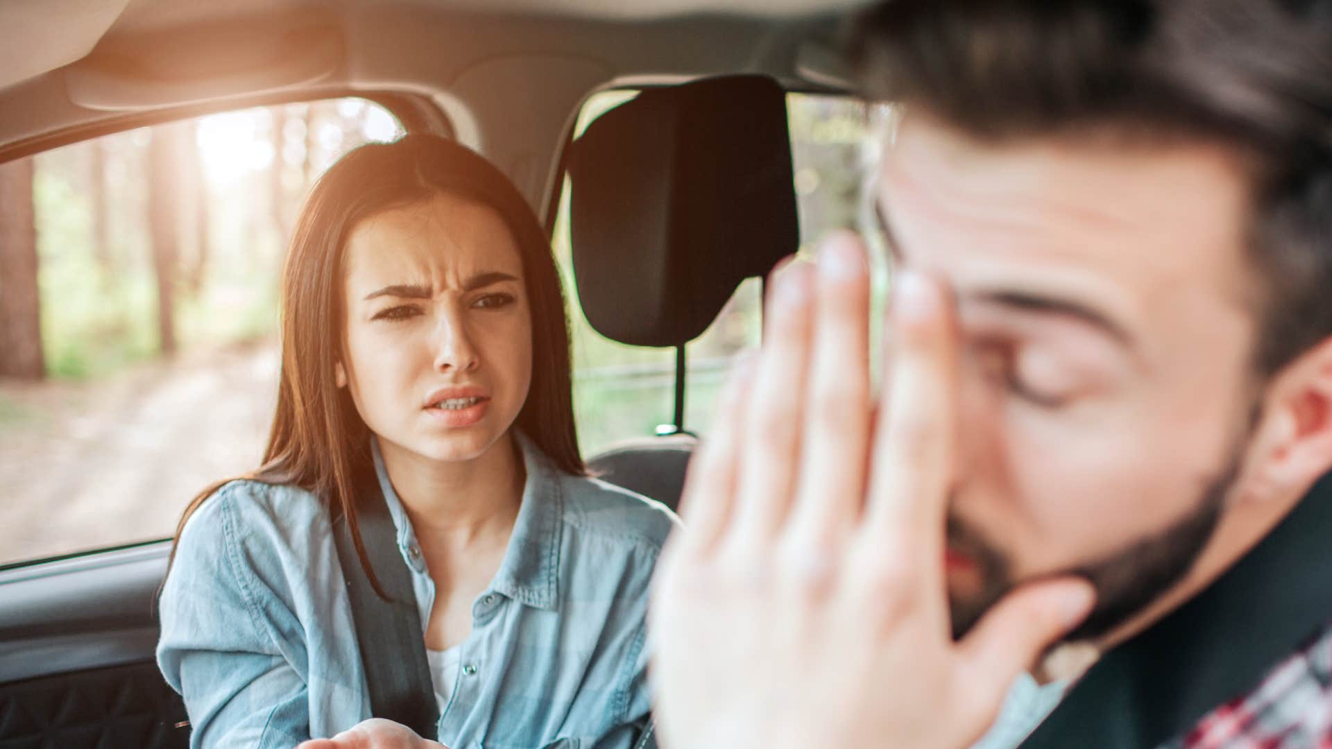 a wife who is so tired of doing everything for her husband usually say these things all the time i shouldn't have to ask frustrated woman in car telling man i shouldnt have to ask