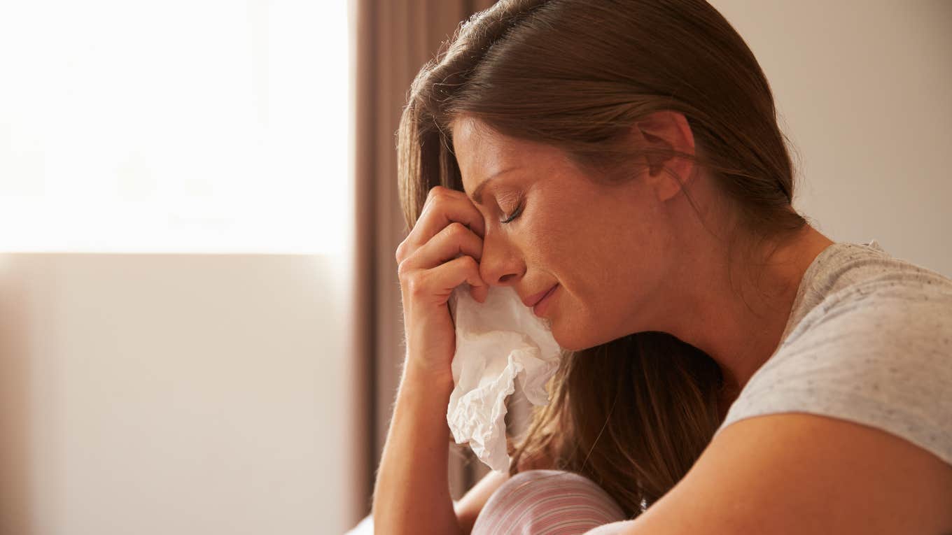 woman crying after a breakup