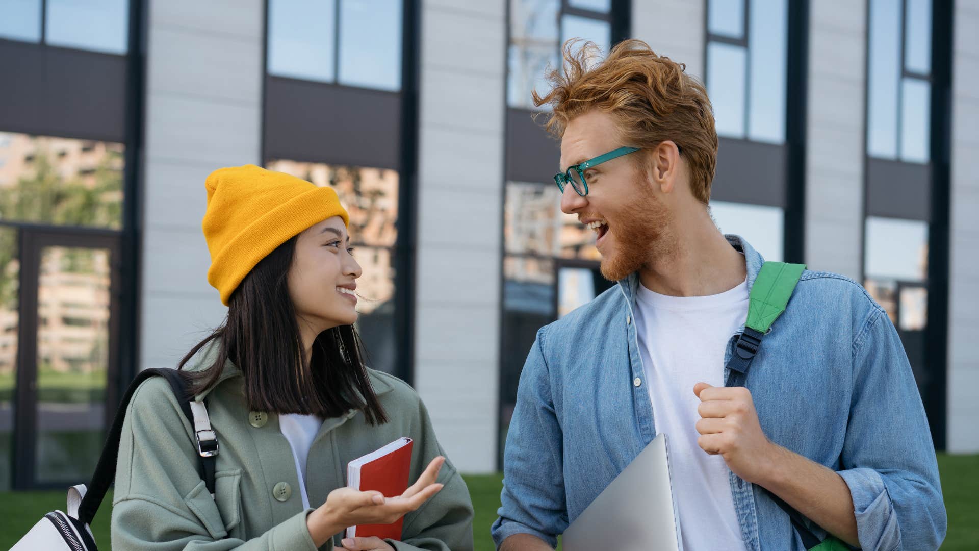 man looking at woman as woman says your future wife is so lucky