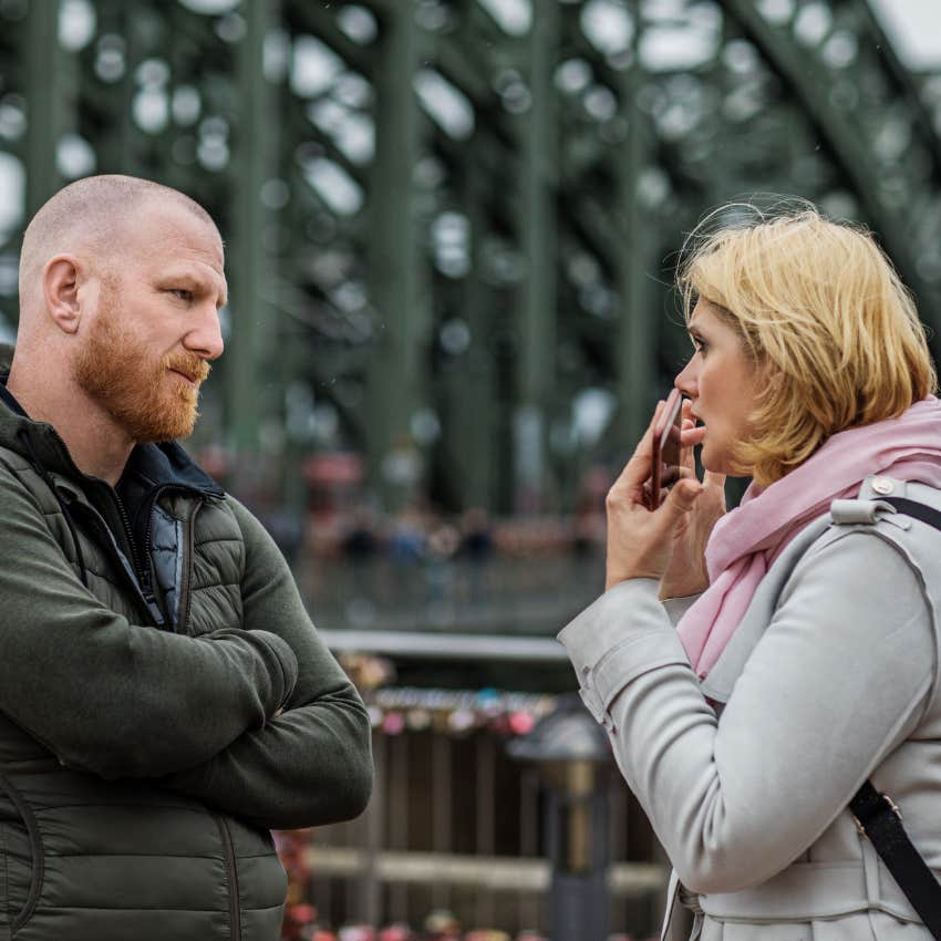 middle-aged couple arguing