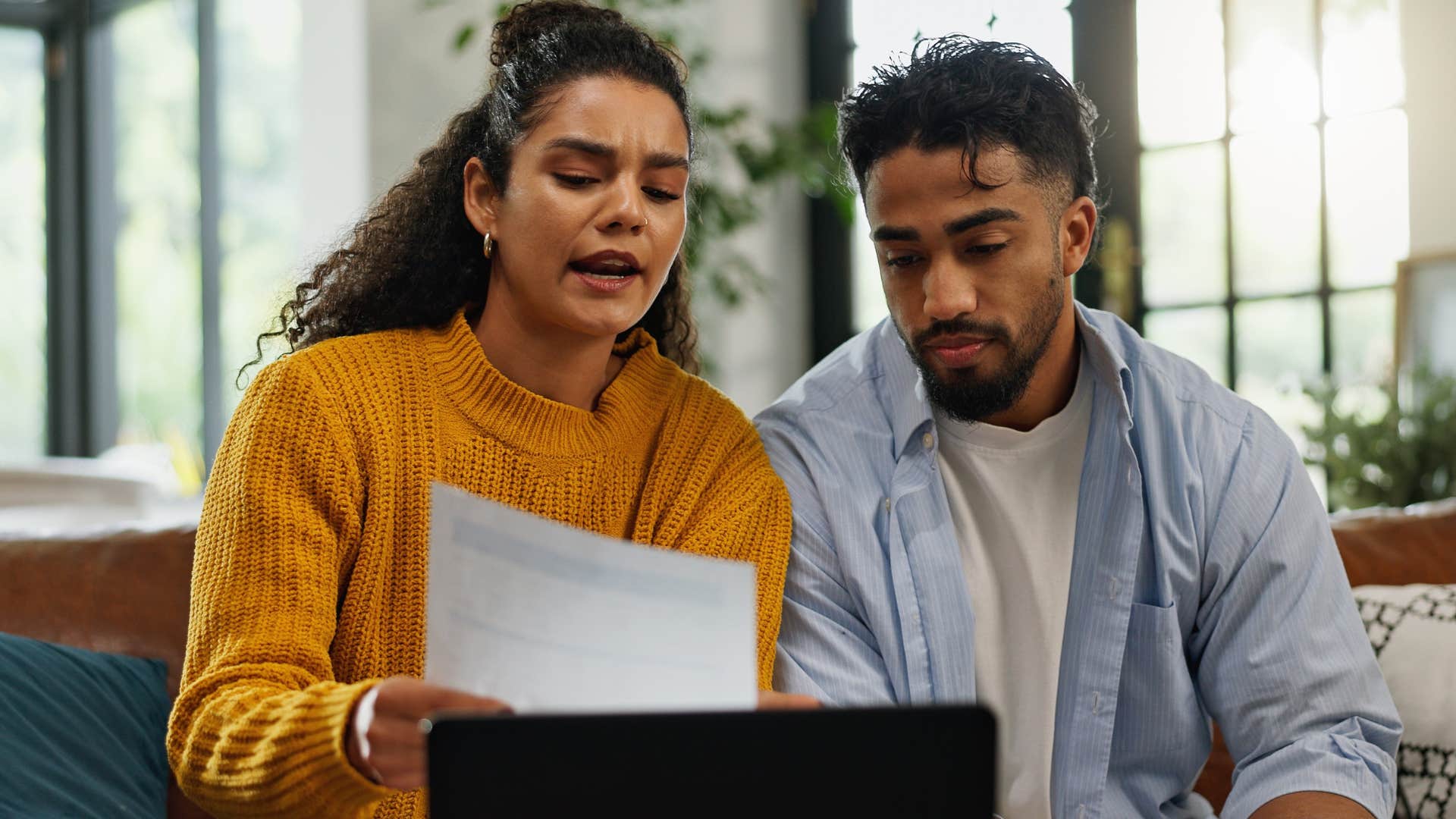 transactional woman talking with partner