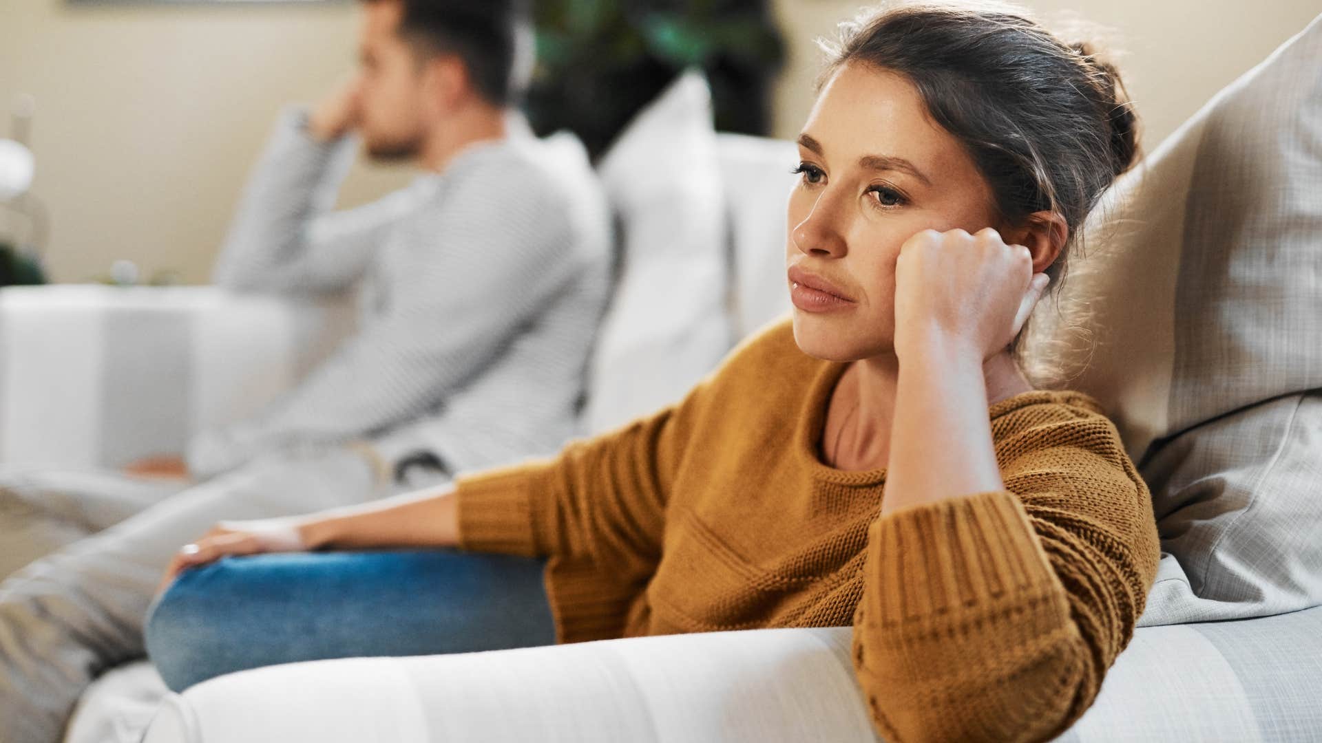 sad woman staying in relationship out of obligation