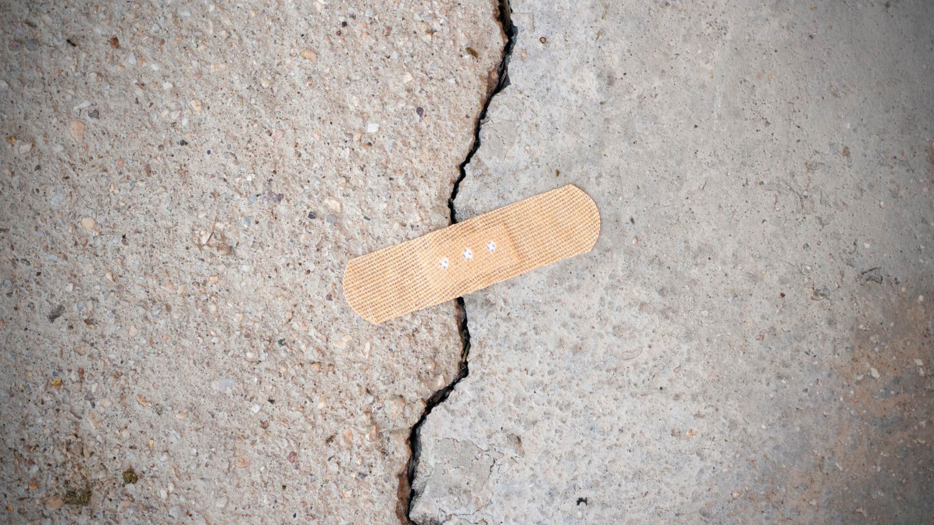 band-aid on broken concrete as a quick fix