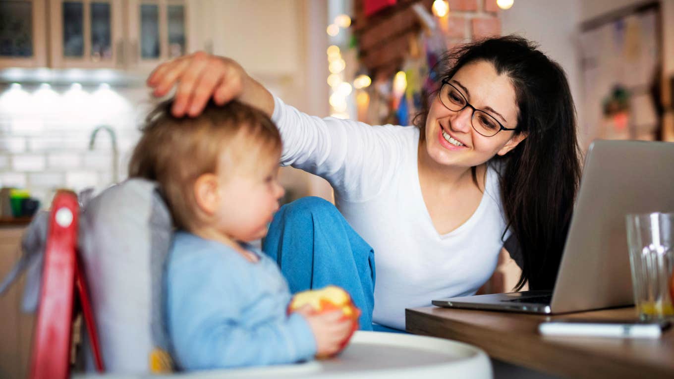 Busy working mom taking a quiet breath between tasks showing the art of being a working mom and the habits of moms who make peace with doing enough.