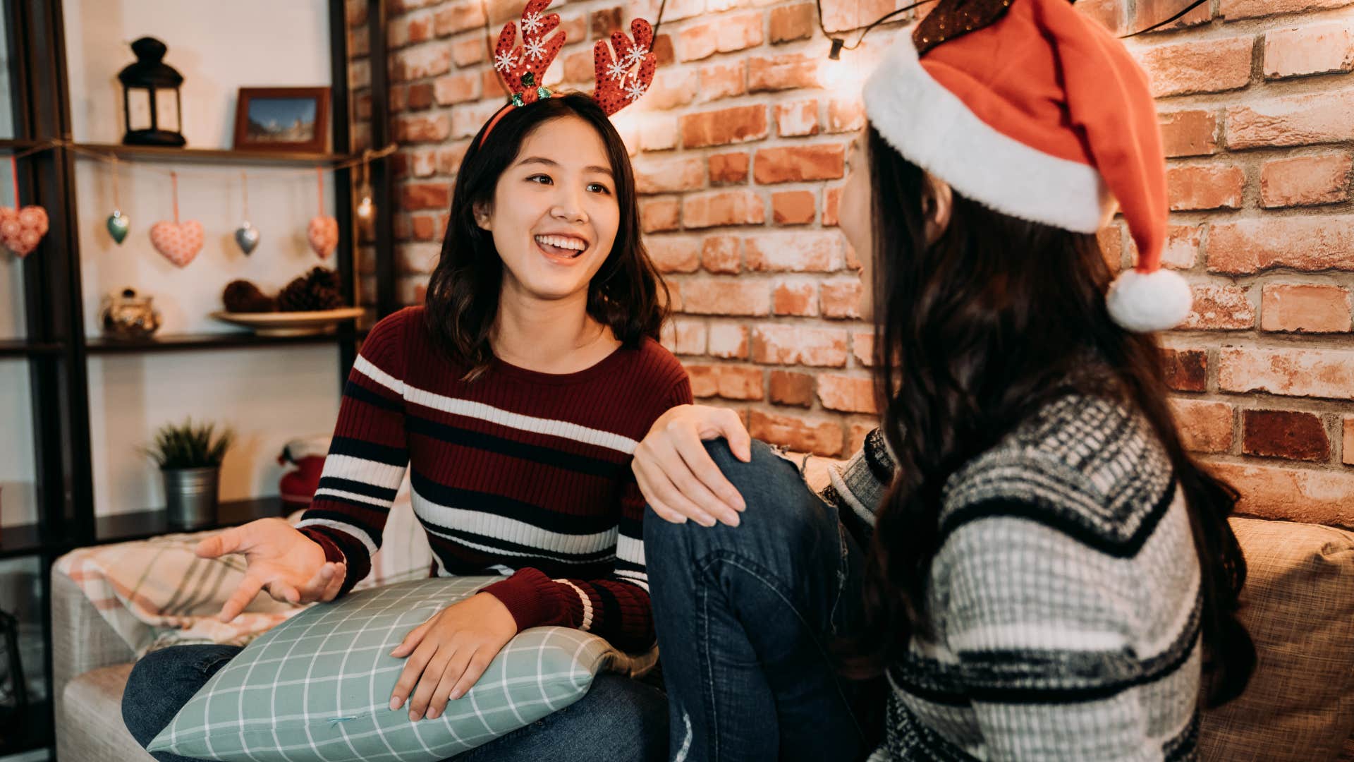 woman who is trying not to lose it this holiday season by walking in their shoes