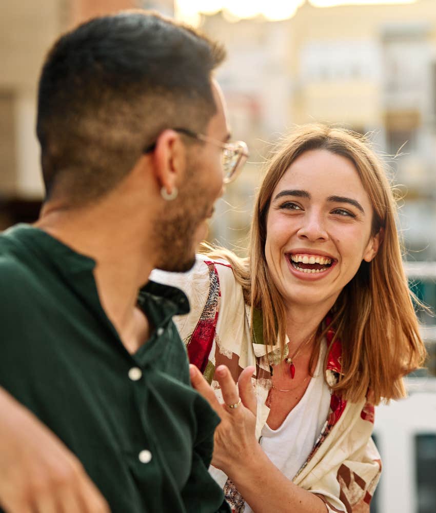 Person uses a light touch to flirt