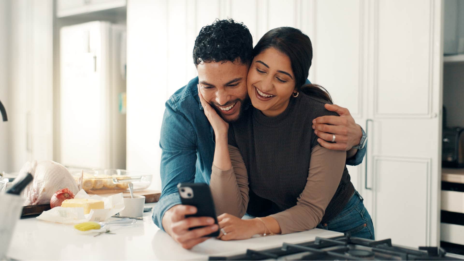 Man shows woman affection