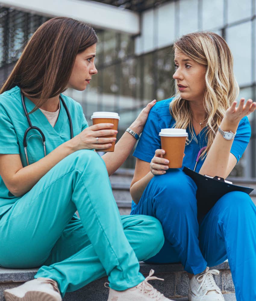Colleague stages intervention over coffee with condescending person