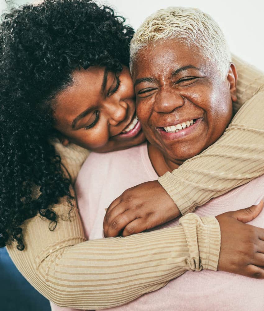 Daughter hugs mother's worry away