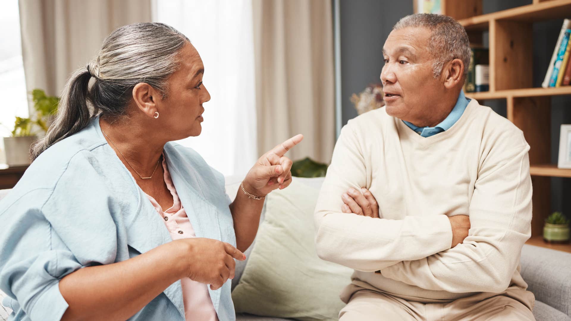 woman calling out man talking down to her