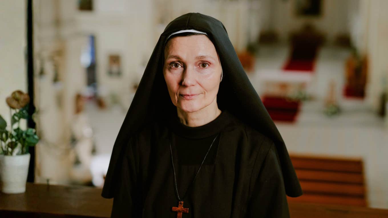 Celibate nun romantically explaining love. 