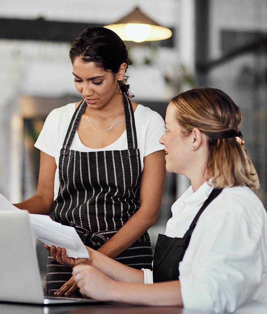 restaurant owner and chef making menu changes