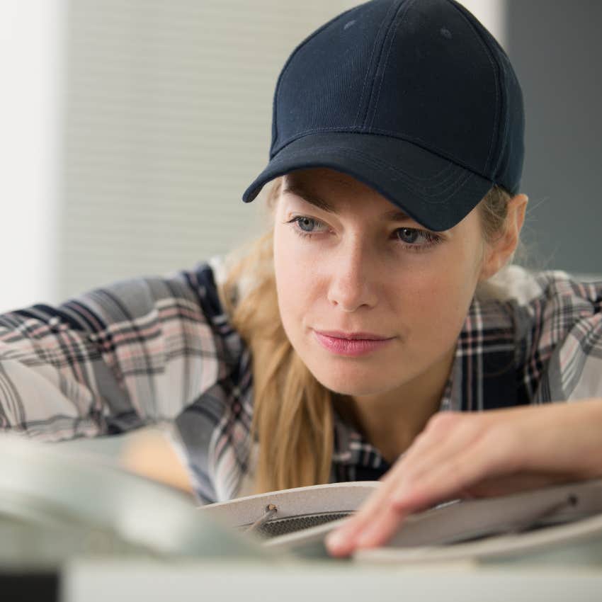 woman fixing home items without a teacher telling her