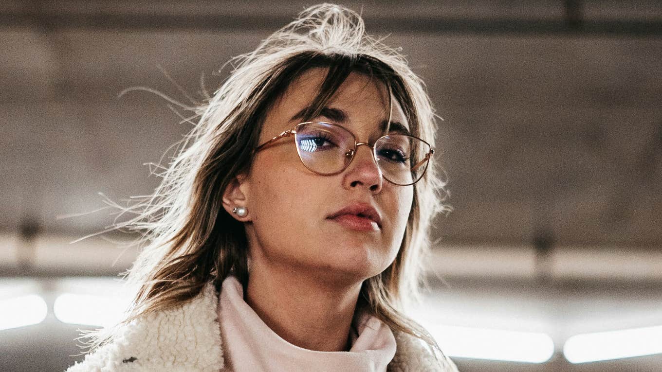 Woman handles people who talk too much.