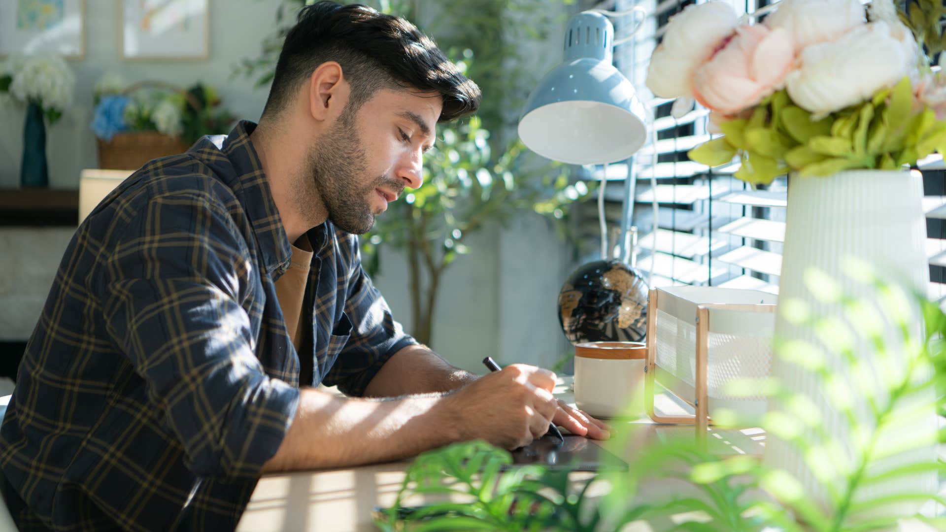 man who fills his home with plants to help him focus