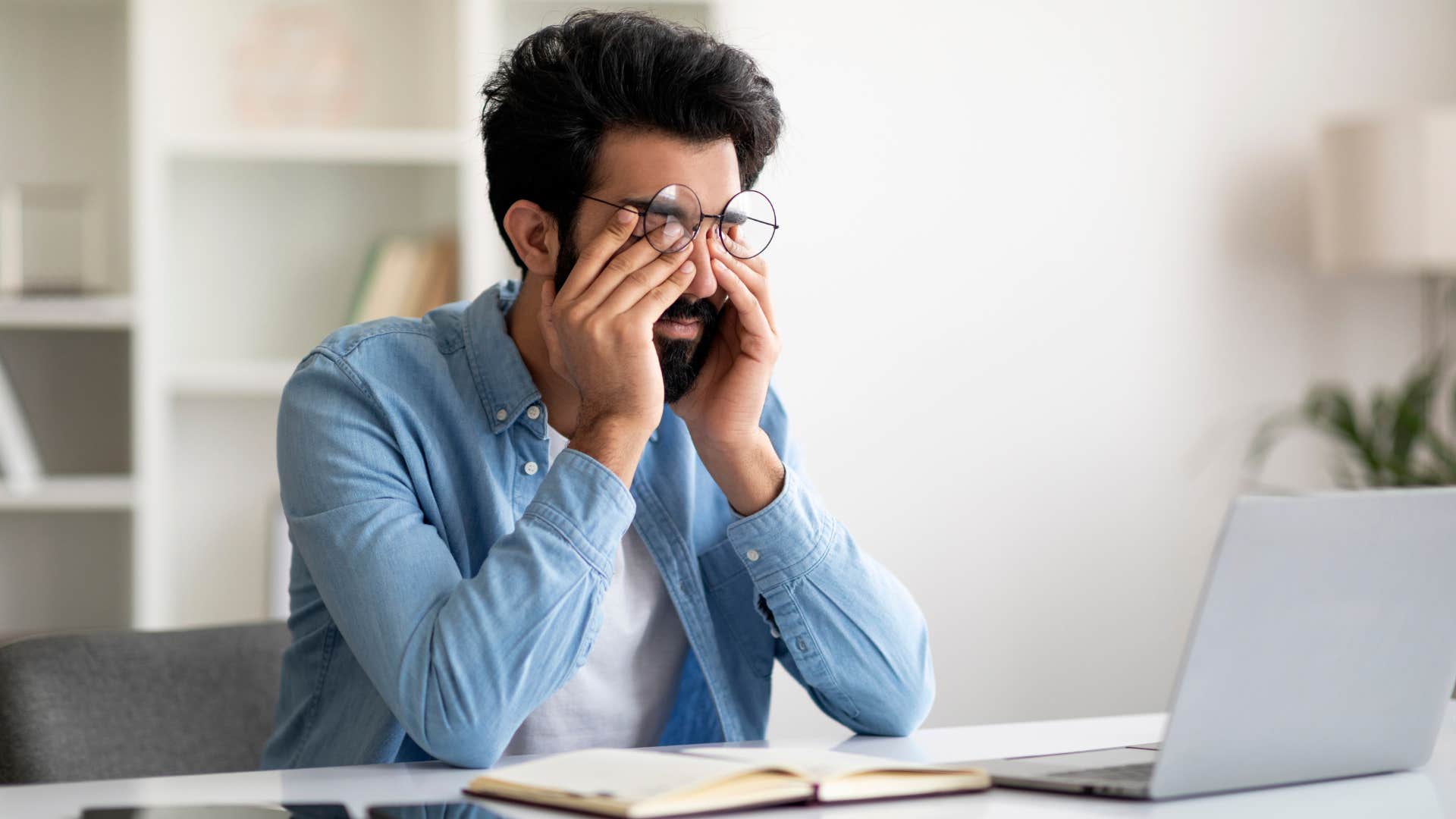 man who is always so exhausted because he is stressed out