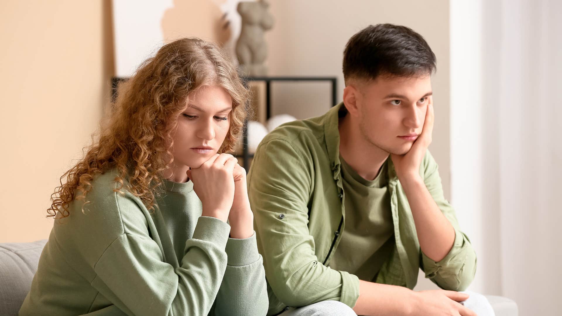 frustrated couple looking away from one another