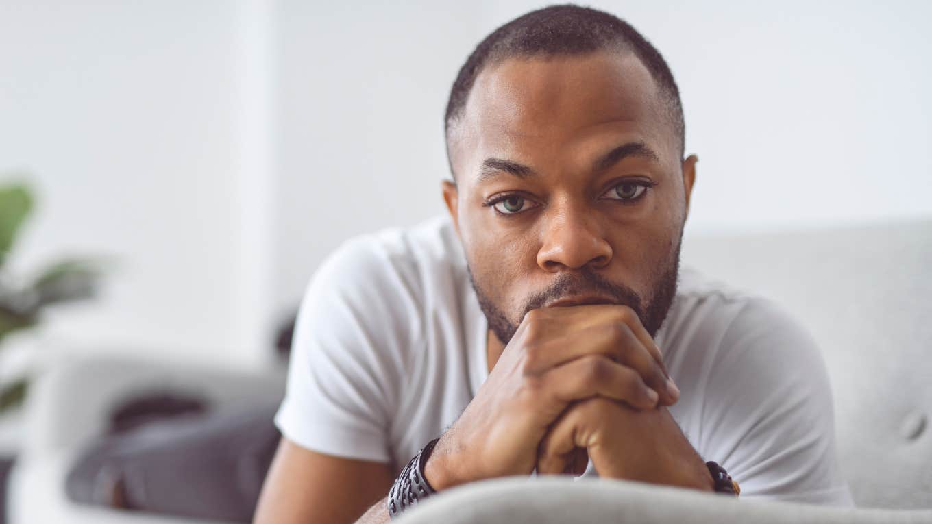 sad man feeling ignored by wife