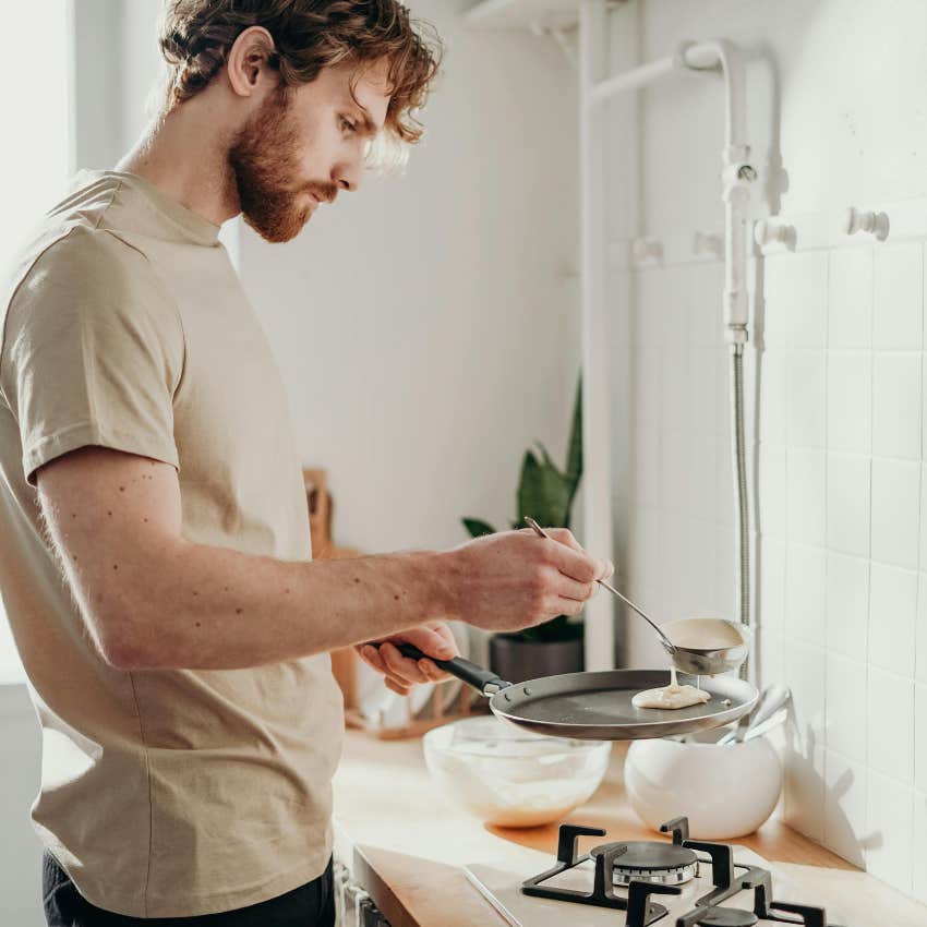 man making pancakes