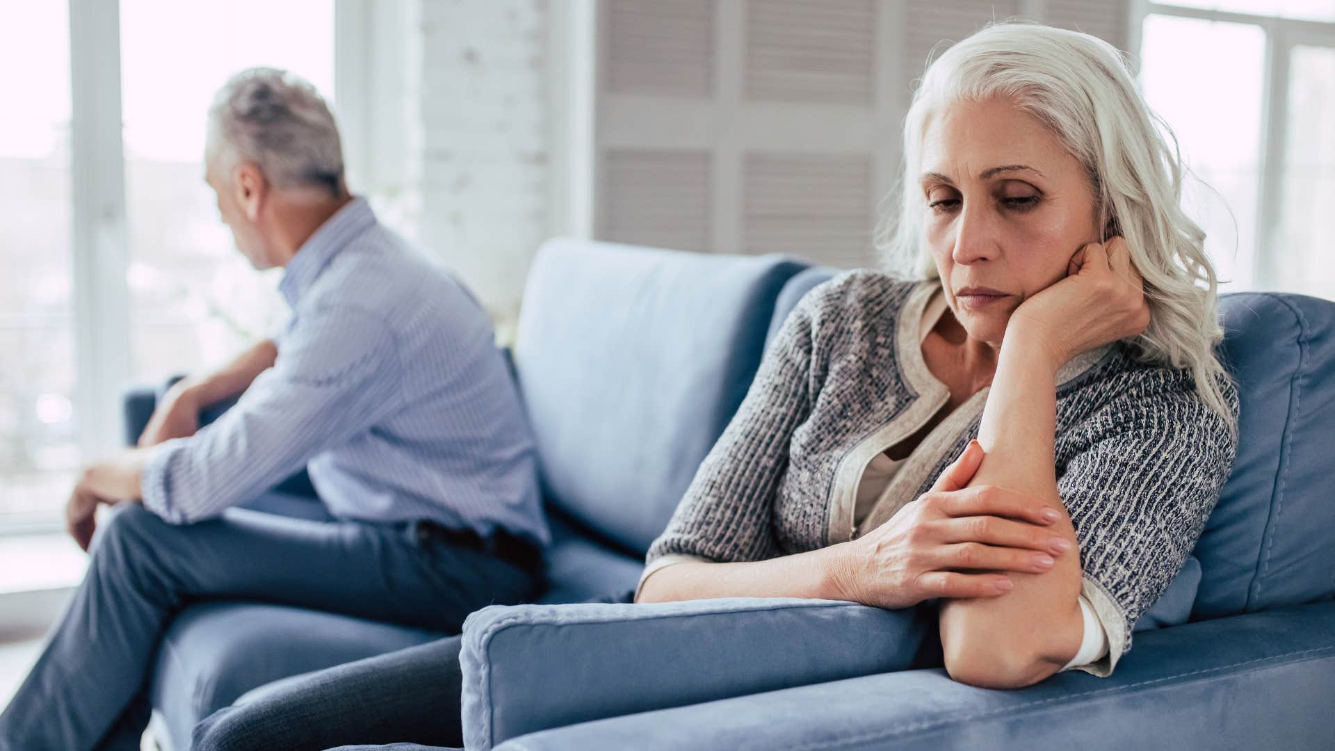 couple who's lost their foundation of trust sitting at home