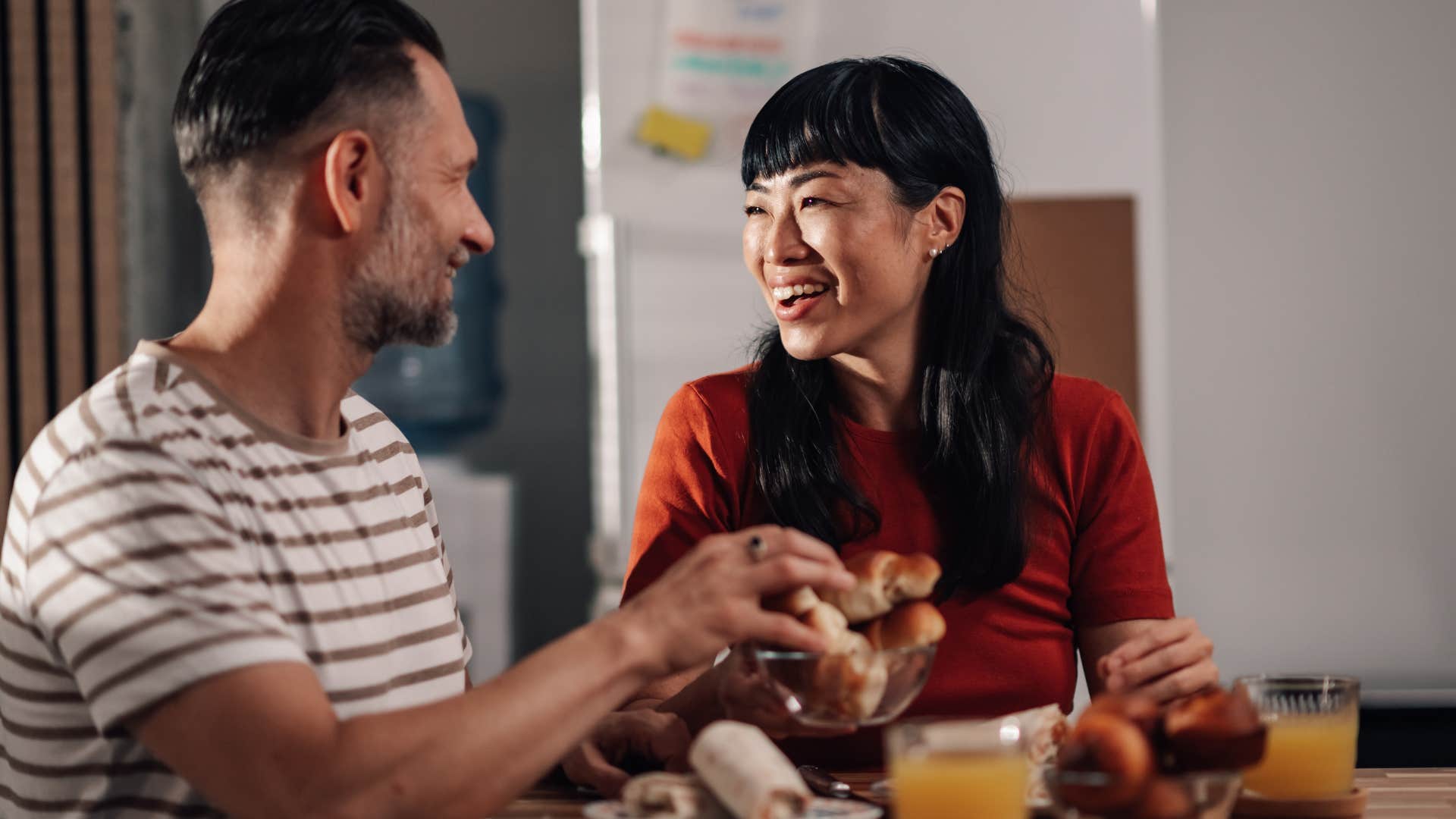 man asking partner for their opinion