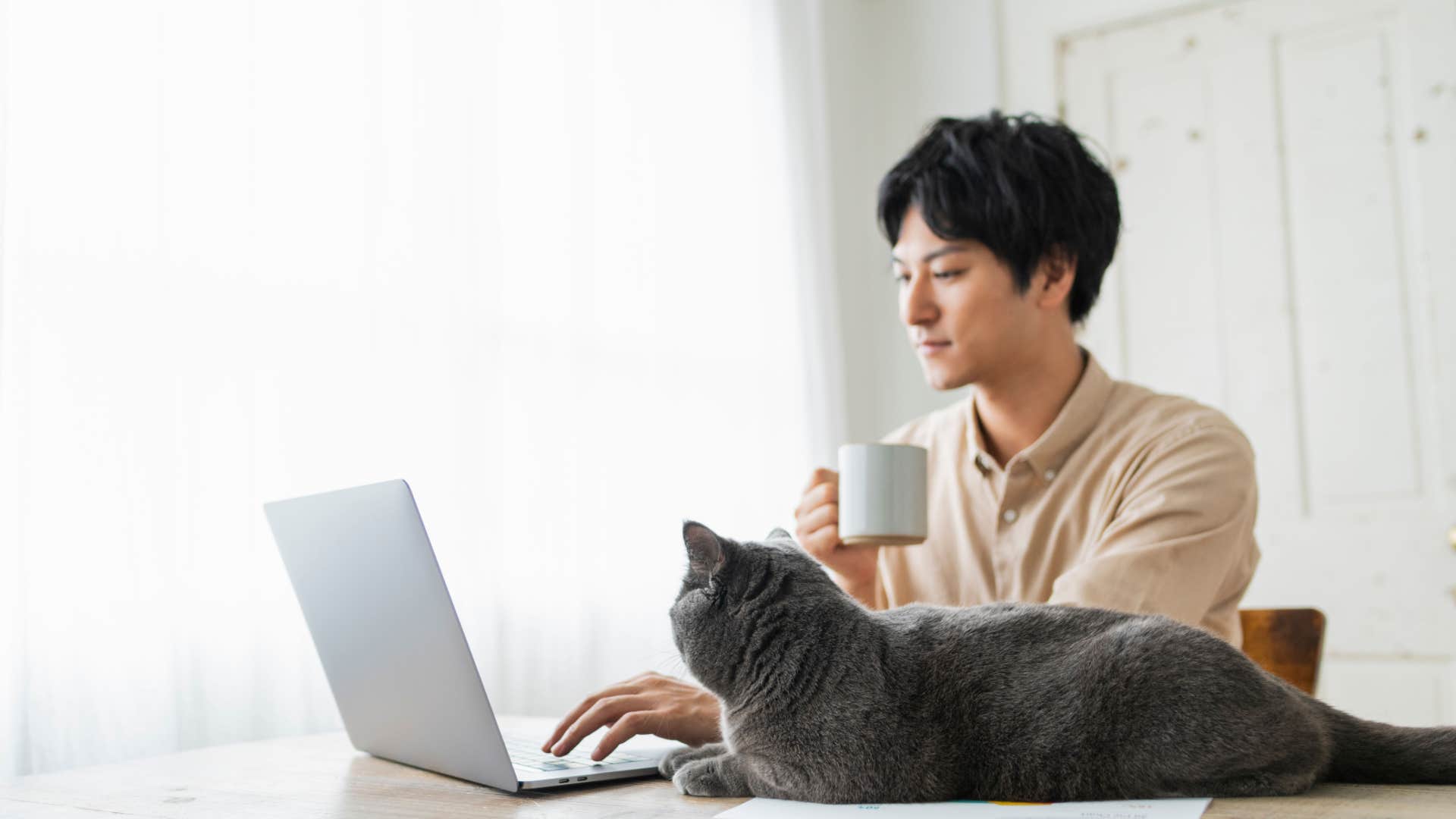 man who respects alone time with cat