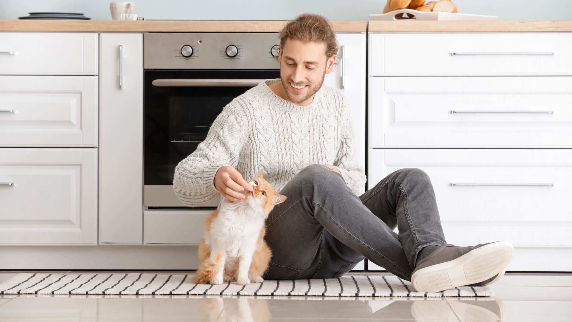 man who respects boundaries with cat
