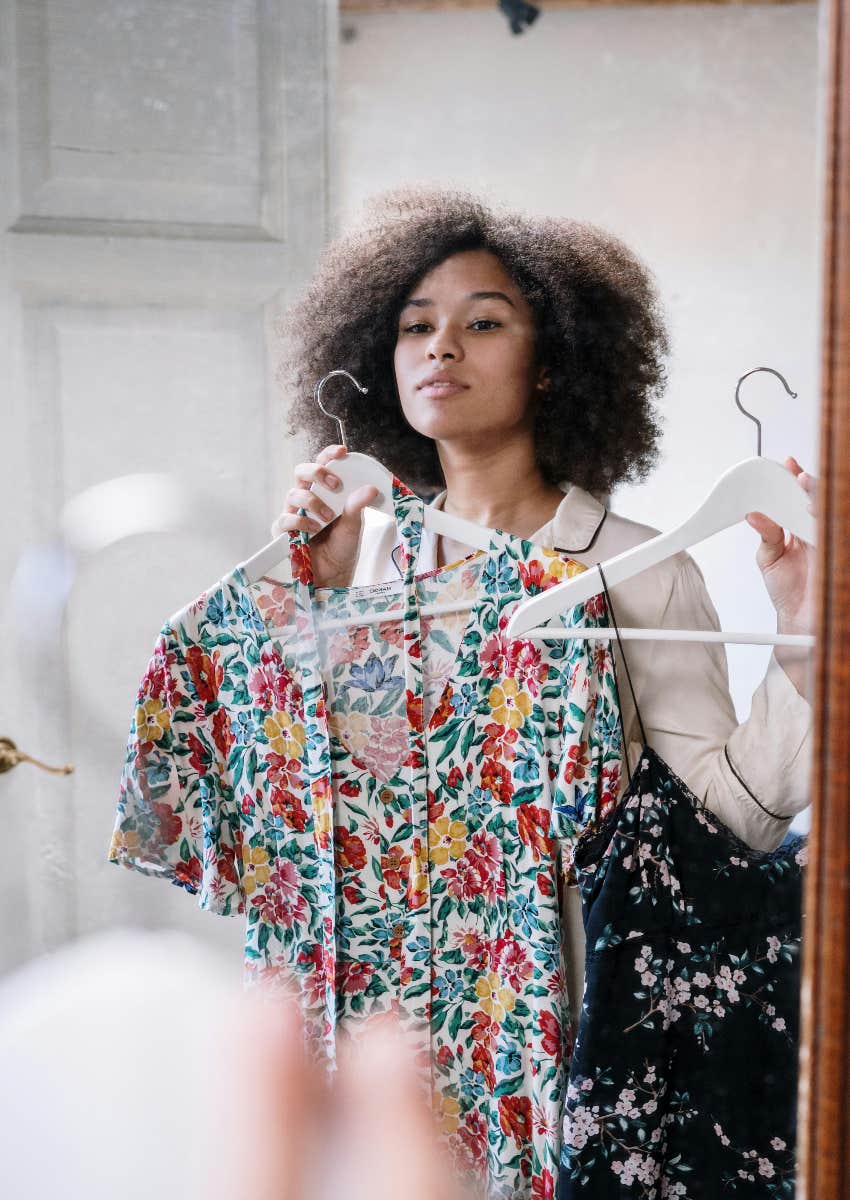 woman choosing an outfit