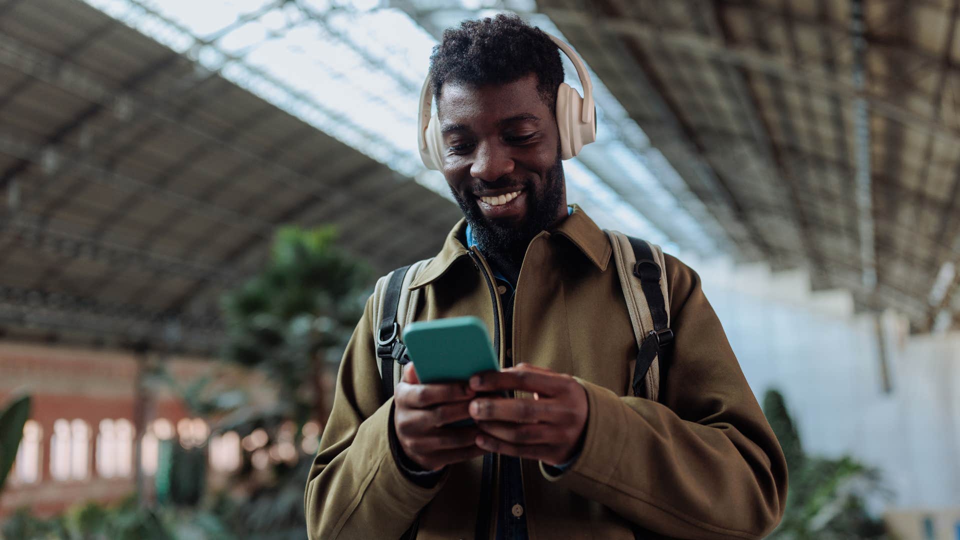 man listening to music