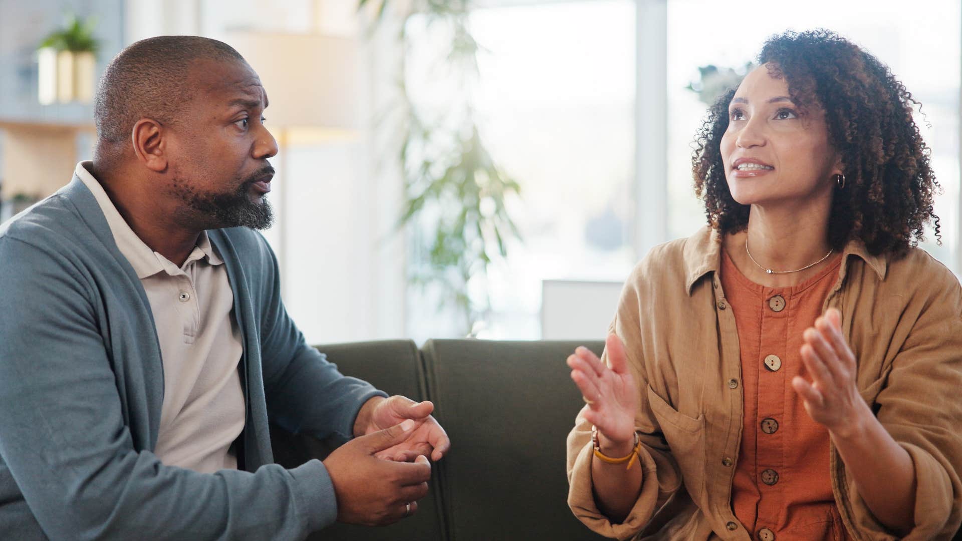 Emotionally mature couple talk honestly about intimacy