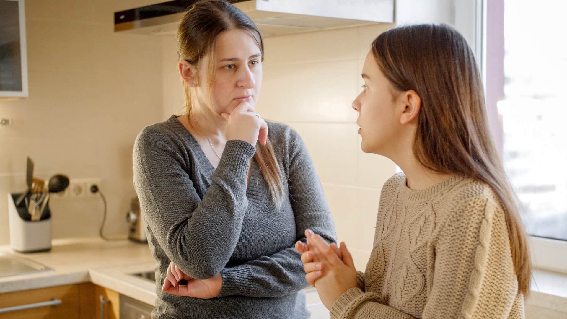 mom telling preteen daughter life's not supposed to be easy