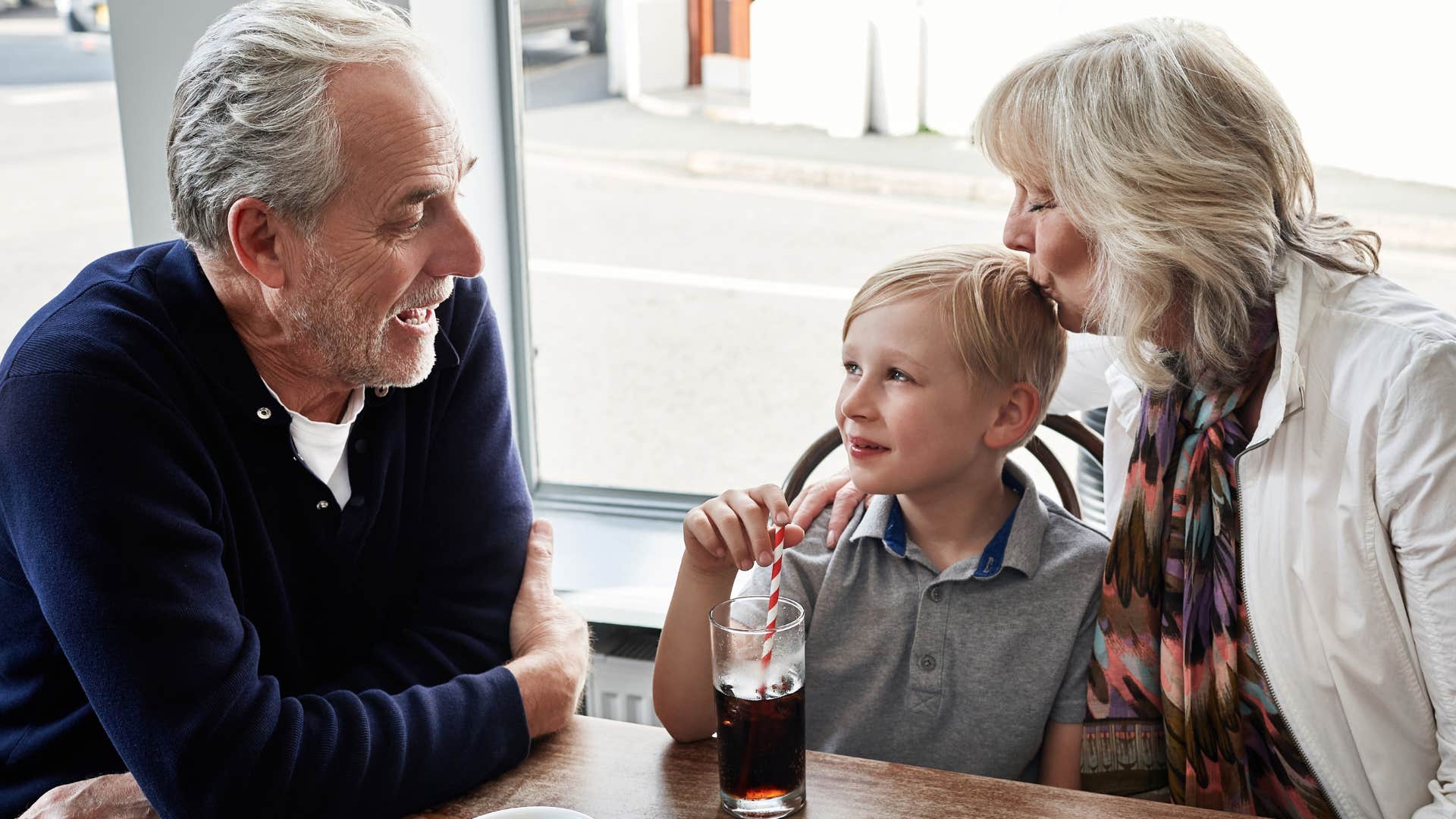 older parents saying is that a want or a need to son at a restaurant