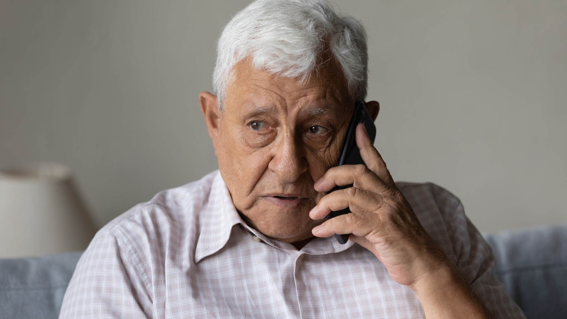 older man telling kids on the phone all his friends are gone