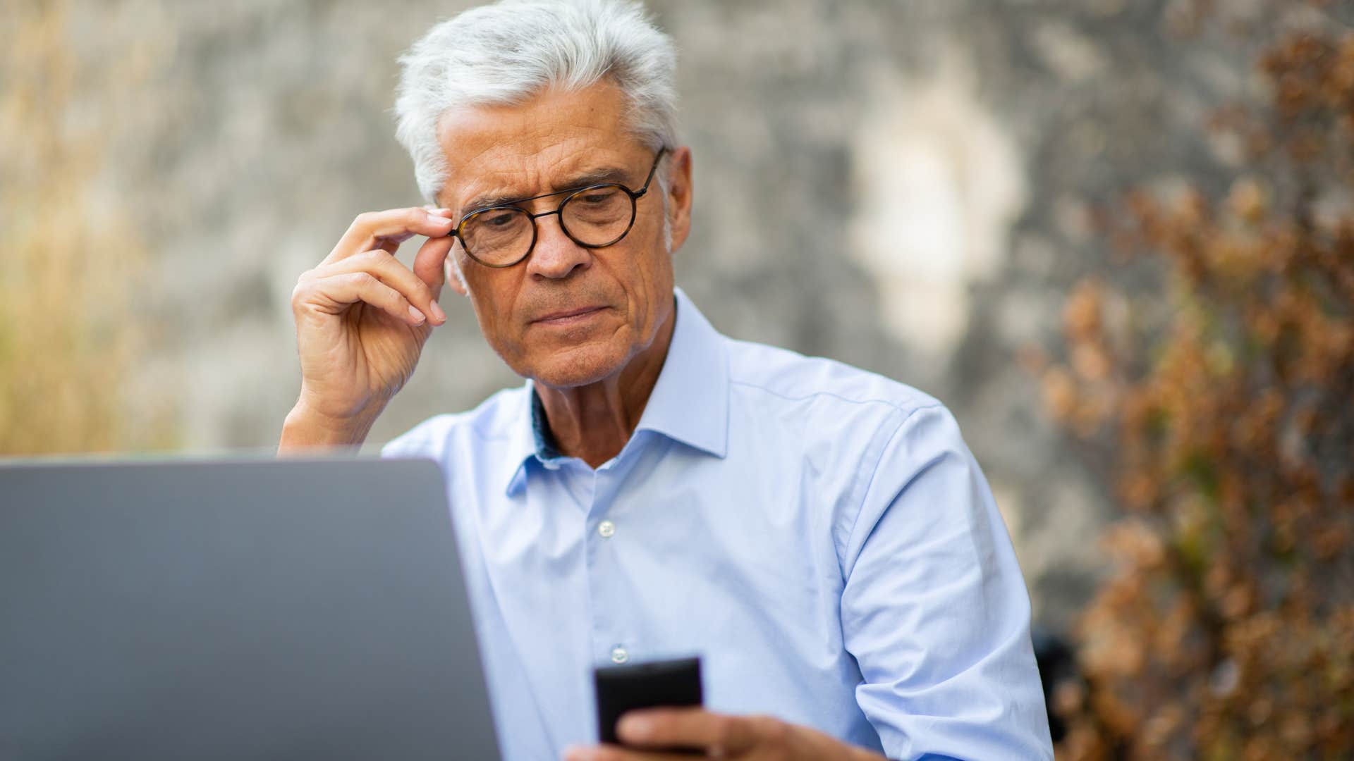 lonely older man comparing himself to others