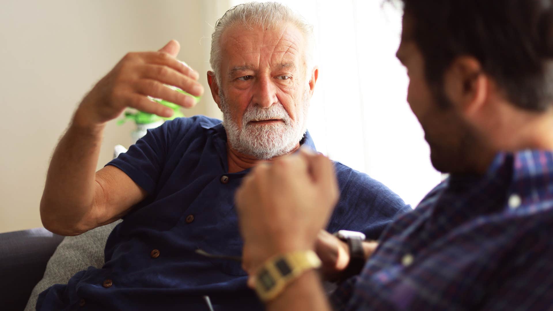 mean older father saying you think you're better than us now to his adult son